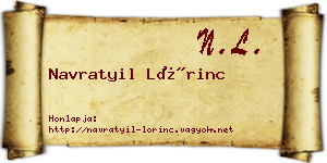Navratyil Lőrinc névjegykártya